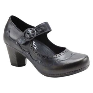 DANSKO Nevin Pewter Leather Mary Jane Heels Retro Comfort 37 6.5-7 Whimsigoth